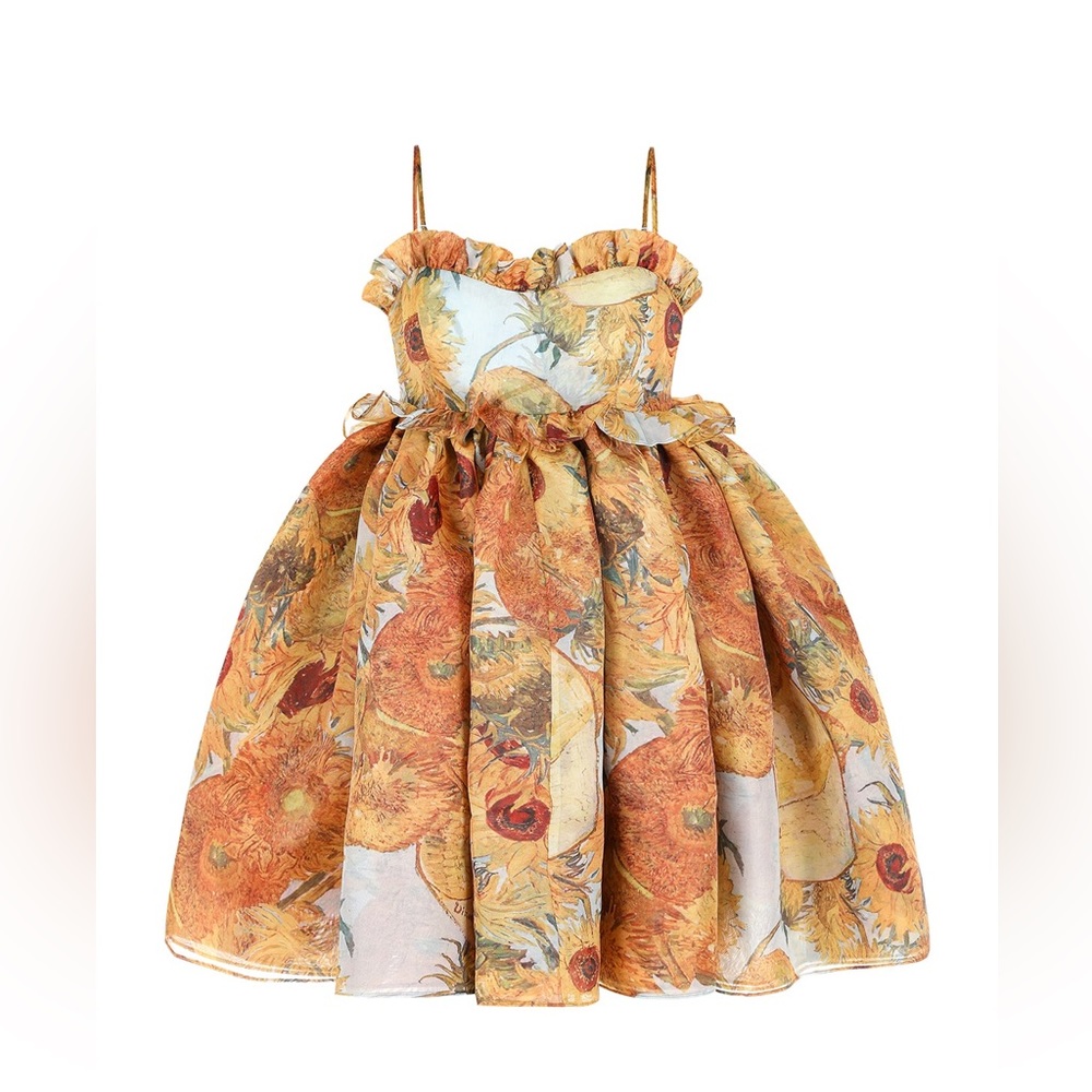Selkie Van Gogh Sunflowers Rosebud Dress - XS